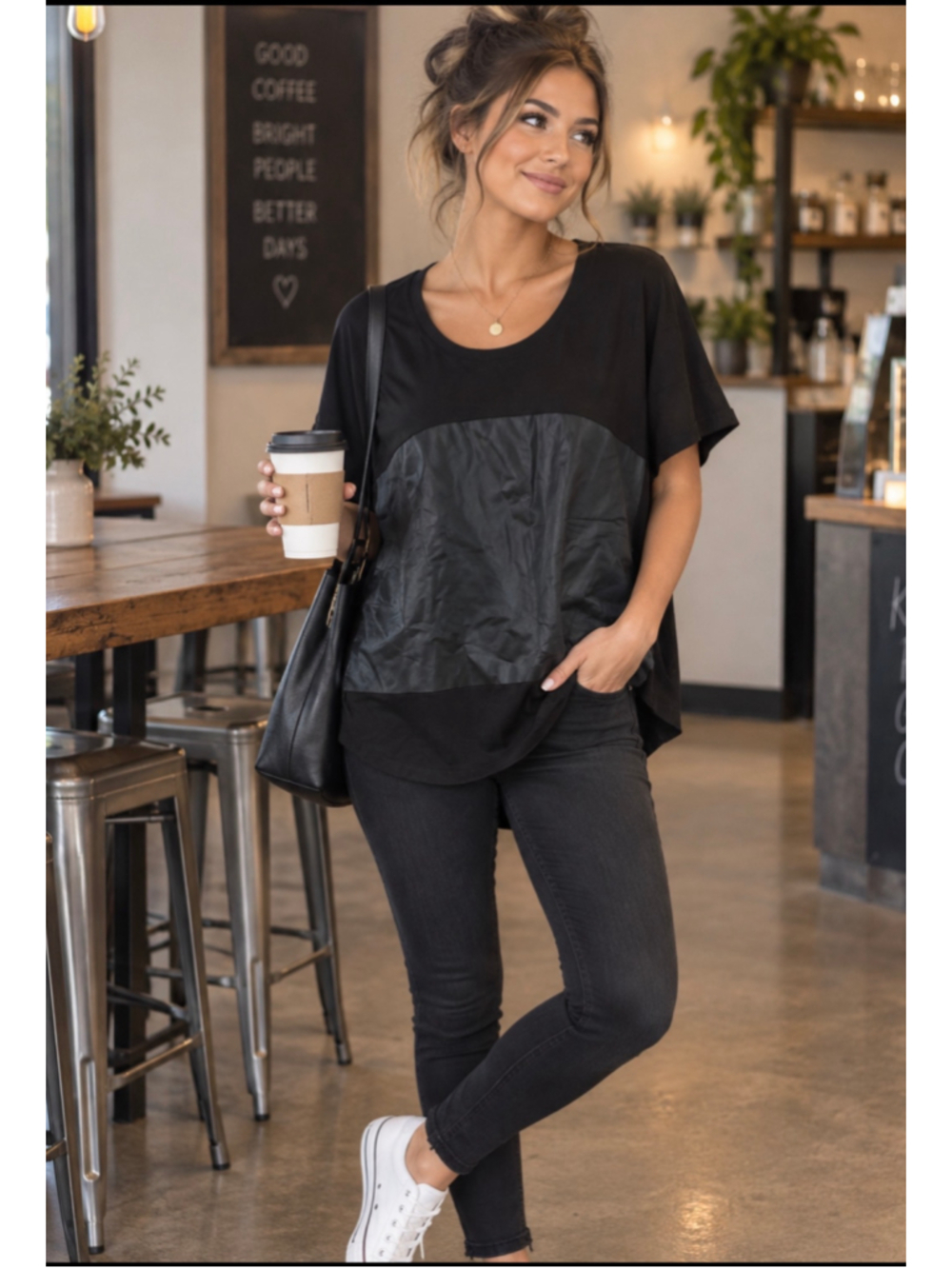 Women's Universal Standard Black Short Sleeve Tee, Size S